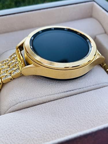 Custom De Billas Lux 24K זהב 46 ממ מצופה סמסונג גלקסי שעון 4 אבני חן לוחיות זהב LTE