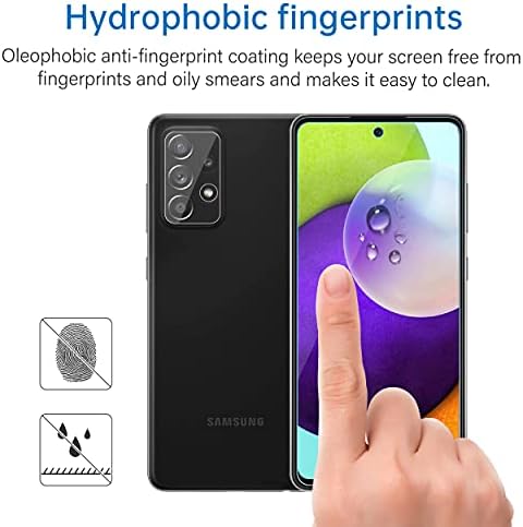 【2+2 חבילת】עבור Samsung Galaxy A52 5G מגן מסך（2 חבילות）, עדשת המצלמה מגן （2 חבילות）, אולטרה ברור/אנטי טביעת אצבע /בועה חינם/Anti-Scratch