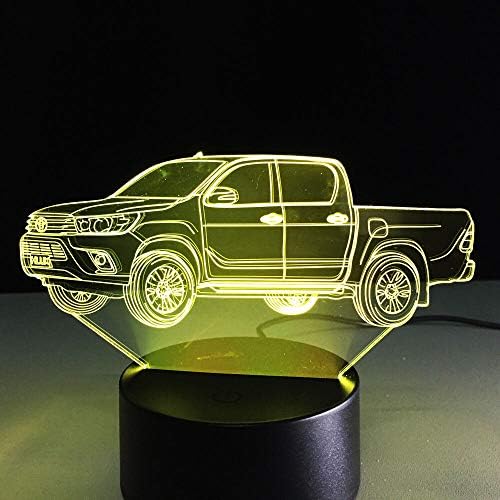 ג ' ינוול 3 מכונית משאית לילה אור מנורת אשליה הוביל 7 צבע שינוי מגע מתג שולחן שולחן קישוט מנורות אקריליק שטוח בסיס כבל צעצוע