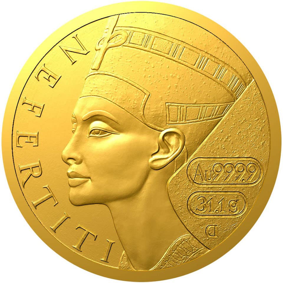 2022 דה מודרני PowerCoin Powercoin Nefertiti Femme Fatale 1 Oz מטבע זהב 50 $ niue 2022 הוכחה