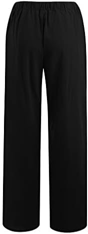 מכנסי כותנה כותנה של ג'ואר מכנסי רגל רחבים קיץ מותניים אלסטיים מזדמנים נוח נוח נוח מכנסי טרנינג עם כיסים עם כיסים