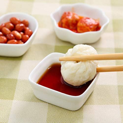 Upkoch 2 pcs מנות קרמיקה לבנות בסגנון יפני חרסינה טבילה צלחות רוטב רוטב צלחות חומץ