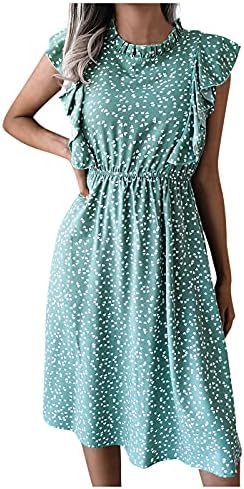 שמלות קיץ של פרגיר לנשים 2022 ראפלס ללא שרוולים חמוד שמלת טוניקה שמלת טוניקה חוף בוהו נדנדה קפלים שמלה קצרה