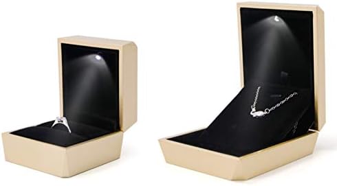 DiscoundStore145 קופסת טבעת מושלמת, קל להתאמה לכיס או לתיק היד רומבוס קופסת מתנה קופסת מתנה קופסת טבעת LED קופסת קופסת הצעה להקת תצוגה