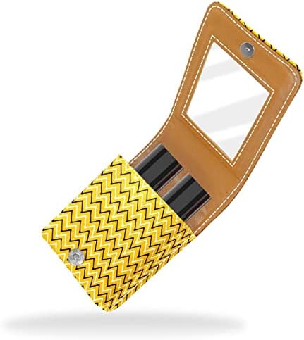 פס צהוב שפתון תיק עם מראה לנשים איפור ארנק שושבינה מתנה