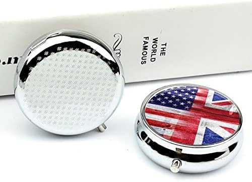 גלולת תיבת אמריקאי בריטי דגל עגול רפואת לוח מקרה נייד הפילבוקס ויטמין מיכל ארגונית גלולות מחזיק עם 3 תאים