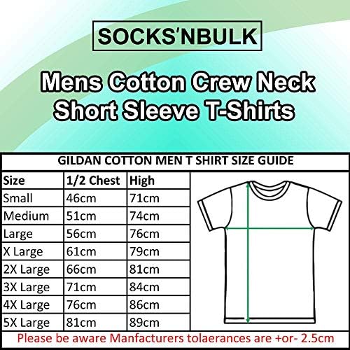 Socks'nbulk Mens 48 חבילה צוות כותנה צוואר צוואר שרוול קצר חולצות, אריזה בתפזורת צבעים מלאים