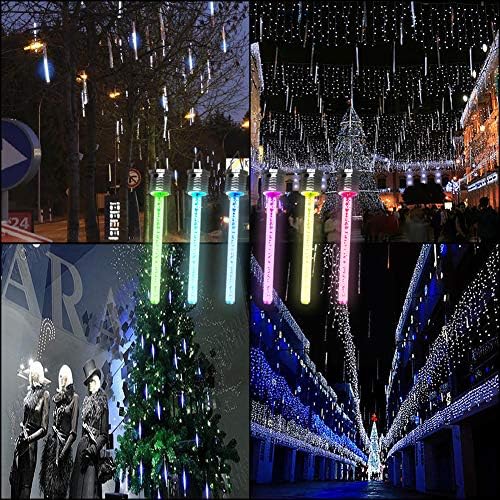 Lezhoumil 4 חתיכות אור תלויה סולארית, אור צינור בועה אקרילי אור עם ידית, RGB 7 אורות גינה מחליפים צבע לחג המולד עץ חג המולד חצר גן גן