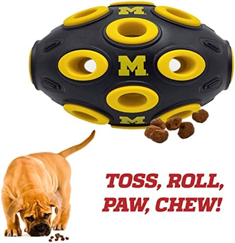 חיות מחמד ראשון המכללות מישיגן וולברינס כדורגל לטפל מחלק צעצוע לכלבים וחתולים, גומי כדור כלב צעצוע, אינטראקטיבי כיף כלב לטפל צעצוע, טבעי