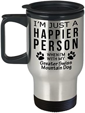 חובב כלבים נסיעות ספל קפה - אדם מאושר יותר עם מתנות הצלה של בעלי ההר השוויצרי הגדול יותר - מתנות הצלה
