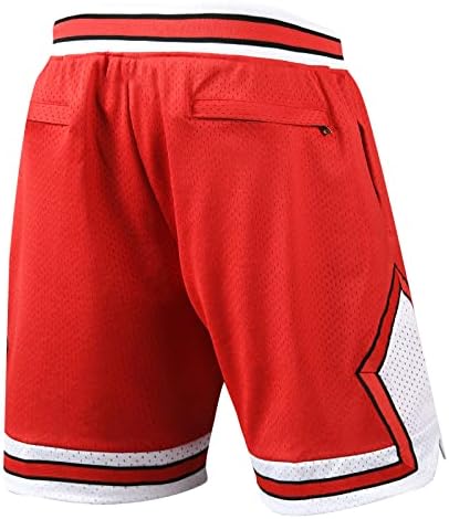 מכנסי כדורסל גברים, מכנסיים קצרים של מכנסיים קצרים של רטרו של שנות ה -90 קלאסיקות מכנסי כדורסל אתלטים עם כיסים רשת מהירה מהירה ביבשה פעילה