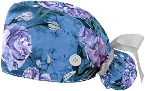 אוסטומה - פרחים וניצנים כובע עבודה עם כובע בופנט כיסוי ראש מתכוונן.