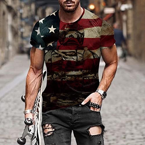 גברים קיץ קיץ יום עצמאות יום עצמאות מודפס שרוול קצר חולצת טריקו צוואר צוואר צוואר קז'ואלים חולצות דגל אמריקאי עליון