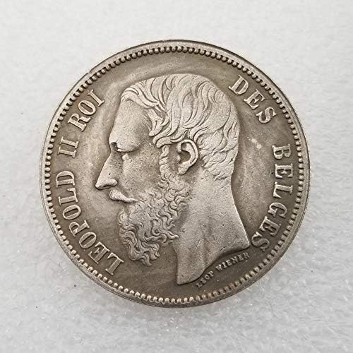 מלאכה בלגיה 1865 5F פליז כסף מטבעות ישנים מטבעות זיכרון 2443 אוסף COMMORY COMMORATION