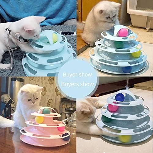 צעצועי OALLK לחתולים אביזרים מסלולי מגדל עם כדורים צעצוע חתול אימוני אינטליגנציה אינטראקטיבית עם מקל חתול מהנה