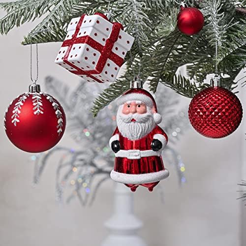 Valery Madelyn קפוא חורפי חורף כסף לבן לחג המולד לחג המולד של 155CT מעוצב רב -גדלים וגדלים קישוטי חג המולד ועץ חג המולד לבן כסוף טופר