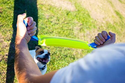 צעצוע משיכה של נשיכת כלבים מתאימים עם 2 ידיות חזקות וצעצוע נשיכת כלב בנג'י