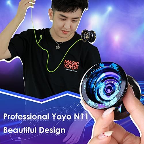Magicyoyo לא מגיב yoyo n11 חבילה של 2, סגסוגת מקצועית yoyo metal yoyo bind bind trict yo yo עם 2 שקיות + מיסבים שטוחים + ציר + כלי מיסב
