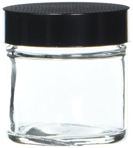 QORPAK GLC-01594 צנצנת עגולה ברורה של ישר עם 43-400 עיסת פנולית שחורה/פח כובע מרופד, 1 גרם