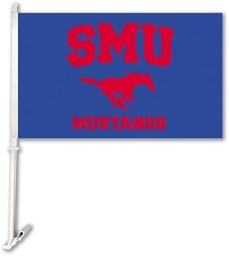 SportsmemoryShop SMU מוסטנגס דגל מכונית עם ברקט קיר