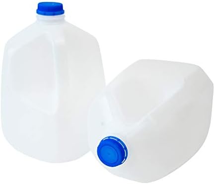 קנקני פלסטיק 1 ליטר עם מכסה למים, חלב, מיץ או נוזלים, 6 חבילות, מיכלים לשימוש חוזר ומילוי חוזר, לשימוש מגורים או מסחרי, תוצרת ארצות הברית