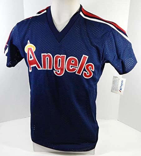 1983-90 מלאכים בקליפורניה משחק ריק הונפק תרגול חבטות כחול ג'רזי L 695 - משחק משומש גופיות MLB