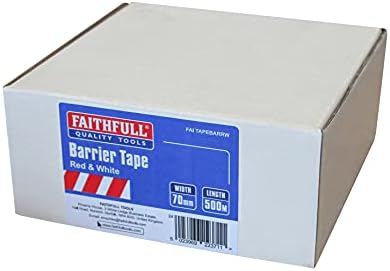 Faithfull Faitapebarrw קלטת מחסום אזהרת סכנה 70 ממ x 500 מ 'אדום/לבן