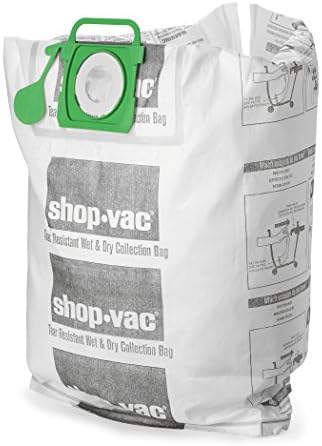 Shop-VAC 9021633 שקיות פילטר אוסף רטובות/יבשות עמידות בפני דמעה, 12-20 ליטר, לבן