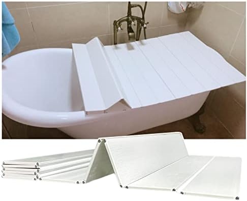 מכסה אמבטיה מתקפל מכסה אמבטיה מתקפל מכסה אמבטיה, אמבטיה עץ לבן אמבטיה אבק כיסוי בידוד, מגש אמבטיה לספא אמבטיות חלב, עובי 0.6 סמ