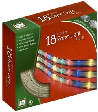 NOMA/Inliten-Import 55131-88 סט אור חבלים לחג המולד, רב צבעוני, 18 רגל. אורות חג המולד, אורות חבל/אורות צינור