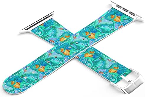 להקת שורש כף היד Cavka להחלפת Apple Watch Series 7/6/5/4/3/2/1/SE Kawaii Dino מודפסת תאמין רצועת החלפה סקוטי 38-40-42-44 ממ עיצוב Nessie