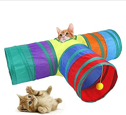 מנהרת חתולים לחתולים מקורה אינטראקטיבי-3 דרך לשחק צעצוע של מנהרת קיטי צעצוע הצצה לחור עם צעצועי כדור קיטי 1 למשחקים לחתלתולים וכלבים של
