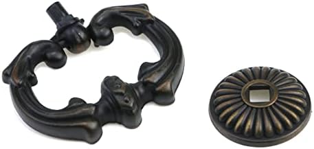 ארון ברונזה עתיק וינטג 'טייגל מושך ידיות טבעת חור יחיד פרובינציאליות של ארון ארון ארונות של שידה מגירות