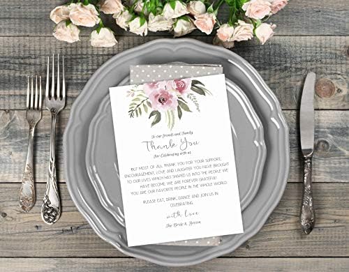 פרחוני חתונה תודה לך מקום הגדרת כרטיסי הדפסת כדי להוסיף סידורי שולחן חתונה חזרות קישוטי מיקום תודה הערה טובות 4 * 6 חבילה של 50