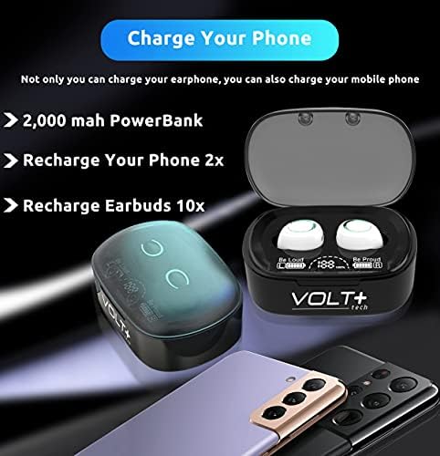 Volt Plus Tech Wireless V5.1 Pro אוזניות תואמות עם שזיף AX II IPX3 Bluetooth מגע אטום למים/אטום זיעה/הפחתת רעש עם מיקרופון
