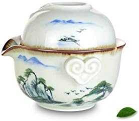ערכת תה מגיש חרסינה של Prettyard - מסנן קומקום קטן מובנה עם כוס תה של 1pc