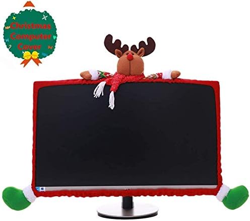 1 מארז חג המולד מחשב צג גבול כיסוי טלוויזיה צג כיסוי אלסטי מחשב נייד מחשב כיסוי עבור חג המולד בית משרד מחשב קישוט-איילים
