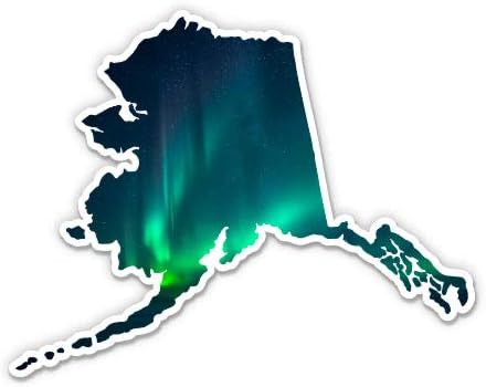 אורות צפון אלסקה של אלסקה - מדבקות מדבקות ויניל לטלפון, מחשב נייד, בקבוק מים