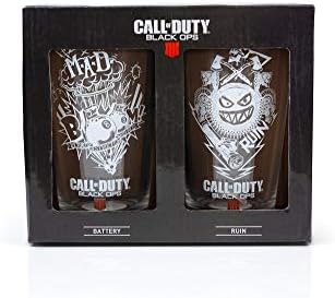 Call of Duty Black Ops 4 מומחים 17oz כוסות שתייה ברורות - סט של 2 איכות פרימיום ועמידה על בסיס זכוכית כבד כוס למשקאות קלים, מיצים ומשקאות