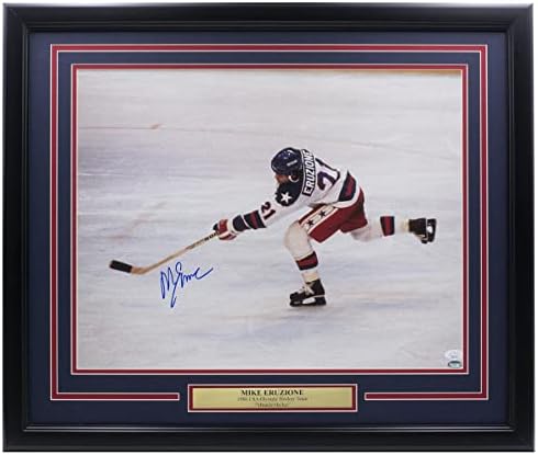 מייק ארוזיונה חתום ממוסגר 16x20 1980 ארהב הוקי הוקי צילום JSA - תמונות אולימפיות עם חתימה