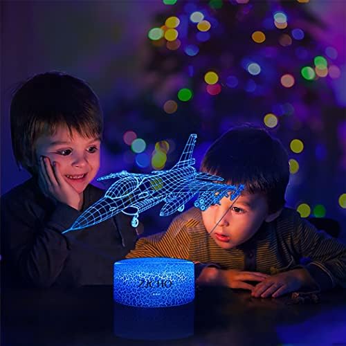 ז ' צ ' ו פייטר לילה אור עבור ילד מטוס ו - 16 מטוס 3 ד אשליה מנורה עם שלט רחוק 16 צבעים שינוי, יום הולדת &חג המולד מתנה צעצוע עבור בנים