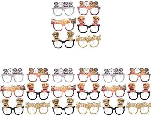 24 יח 'שנה חדשה 2022 משקפי ראייה משקפיים יצירתיים מצחיקים תלבושת תלבושות תלבושת ביתית למסיבת חגיגה
