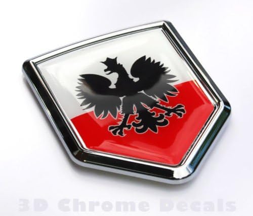 מכוניות כרום מדבקות פולין פולסקי דגל פולני סמל נשר שחור