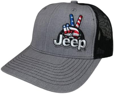 ג ' יפ גל לוגו נהג משאית תיקון כובע - מוברש כותנה/אריג עם רקום גל תיקון אברש אפור / שחור