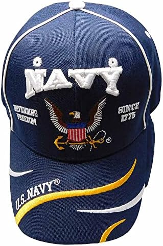 ארצות הברית חיל הים נשר עוגן הגנה על חופש מאז 1775 מערבולות חיל הים כחול אקריליק מתכוונן רקום כובע כובע-כובע596ה