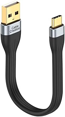 CableColeation קצר USB ל- USB C כבל 6 אינץ ', USBA ל- USBC 2.0 כבל טעינה מהיר, כבל USB C קצר לסוללה ניידת, התואם ל- MacBook Pro, iPad