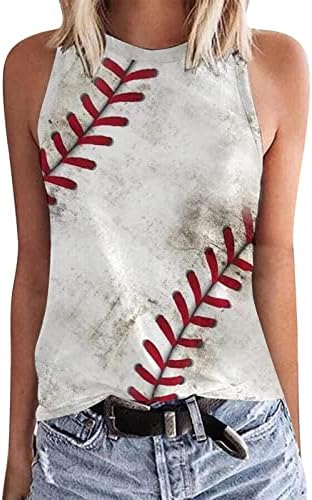 גופיות קיץ שלמות לנשים בייסבול הדפס בייסבול אפוד צווארון צוואר שרוולים חולצת חולצה סווטשירט חולצה מזדמנים