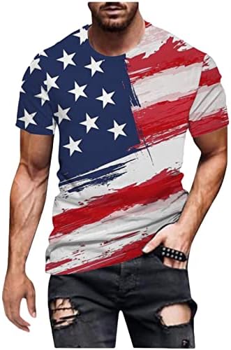 חולצת טי של יום עצמאות אמריקאית לגברים דגל שרוול קצר טי גרפי גרפי חולצה פטריוטית רופפת חולצות היפסטר ספורטיביות רזה