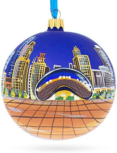 השעועית בלילה, שיקגו, כדור זכוכית אילינוי קישוט חג המולד 4 אינץ '