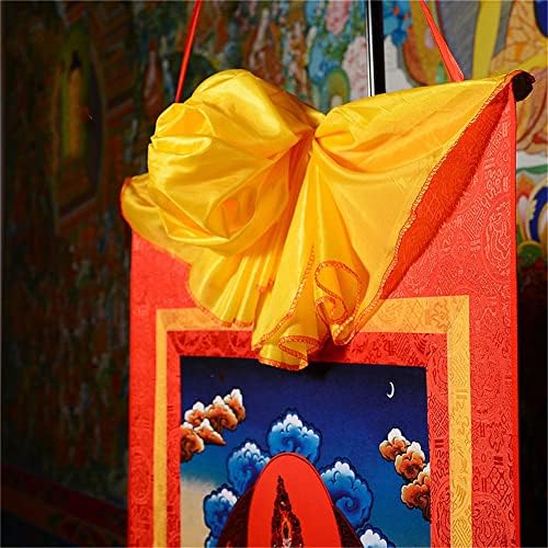 Gandhanra צהוב ג'מבהלה, Dzambhala, Thibetan Thangka Art Art, Buddhist Thangka Brocade, Buddha שטיח עם גלילה, סוג שחור